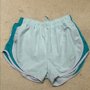 Nike Women's Teal and White Athletic Shorts